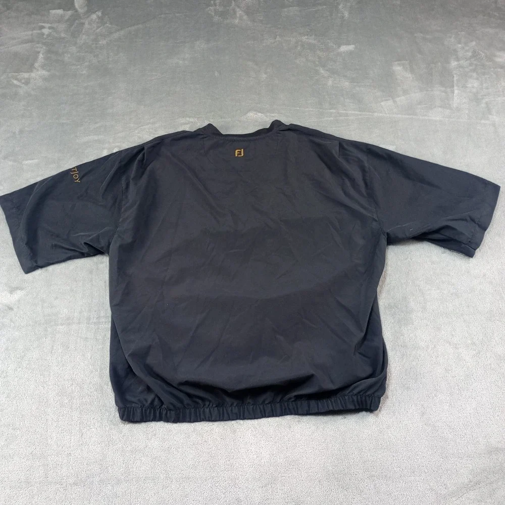 FootJoy Pullover Windbreaker Jacket Mens Large Black `1/2 Sleeves V-Neck Pockets